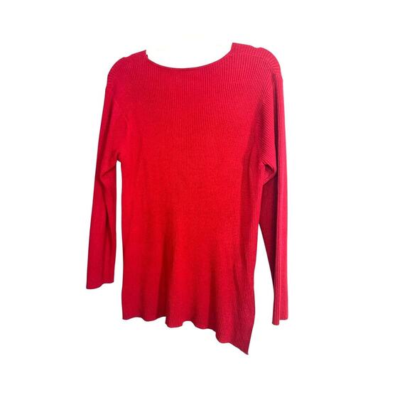 Vintage Laura Ashley Red Ribbed Cotton Knit V-Neck Sweater Women’s Size Medium - Picture 3 of 5
